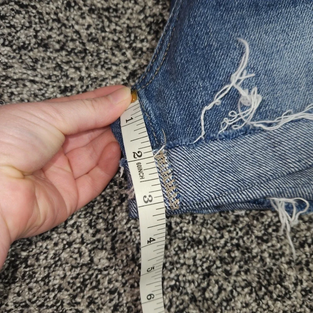 KanCan Hi Rise Button Fly Destressed Jean Shorts 100% Cotton Rolled Hem Sz 11/29